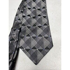 Murano Black Grey 100% Imported Silk Men’s Neck Tie Made In Usa 58”x4”